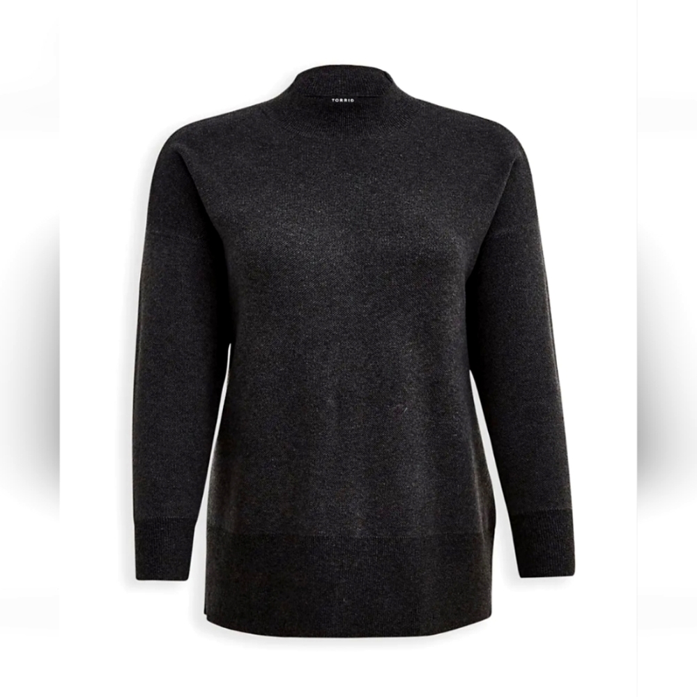 NWOT TORRID Drop Shoulder Tunic Sweater Luxe Cozy Dark Gray Plus Size 00X